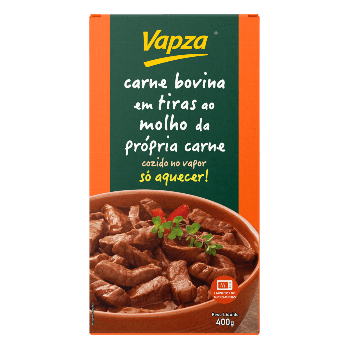 Carne Bovina cozida em Tiras sem Glúten Vapza 400g